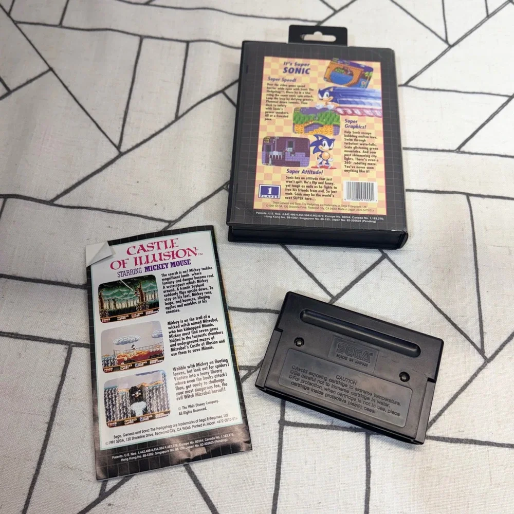 Sega Genesis Sonic The Hedgehog Black Not For Resale CIB Bundle